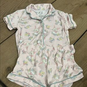 Adorable Pink Bunny Print Kids Pajamas